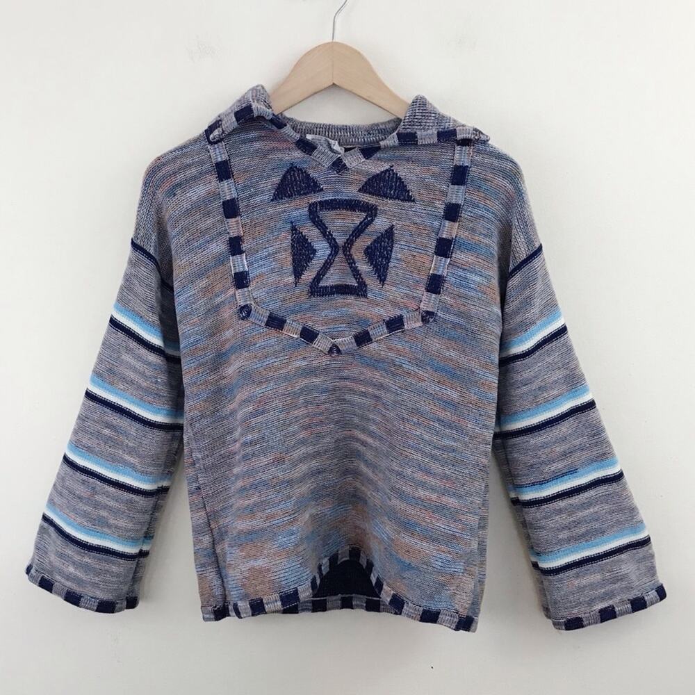 Vintage 60s 70s acrylic striped southwestern Western Cowichan sweater womens M L